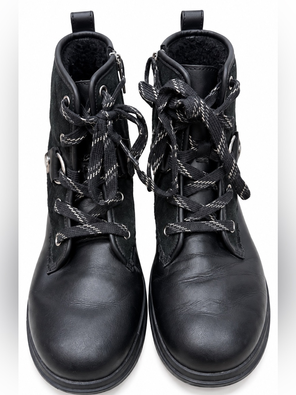 UGG Black Lace-Up Leather Hiker Boots